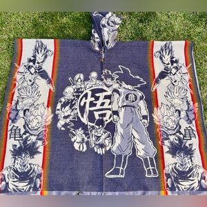 Anime adult size alpaca poncho, unisex , one size, hooded, made in Ecuador